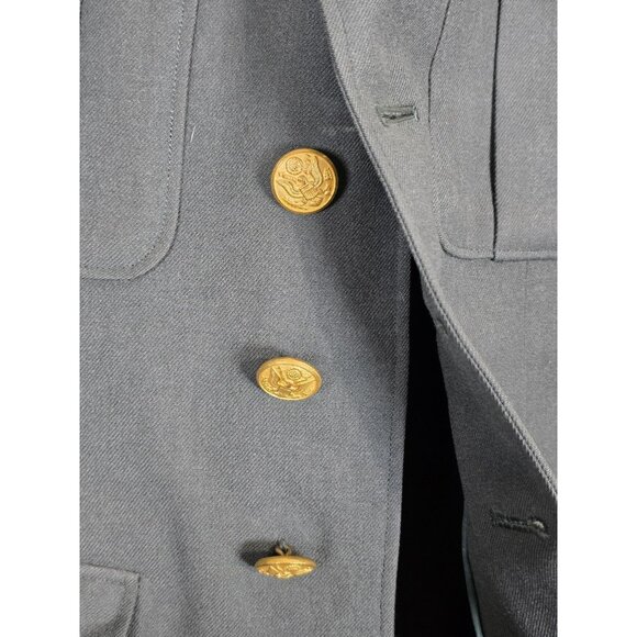 Vintage US Army Coat Mens Long 35 Army Green Shade 44 Wool Serge Service 60s - Picture 9 of 16